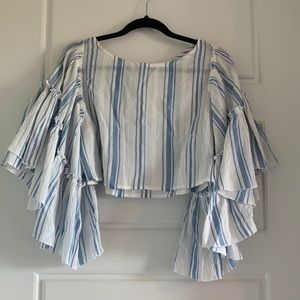 Striped and cropped, flowy sleeve Top